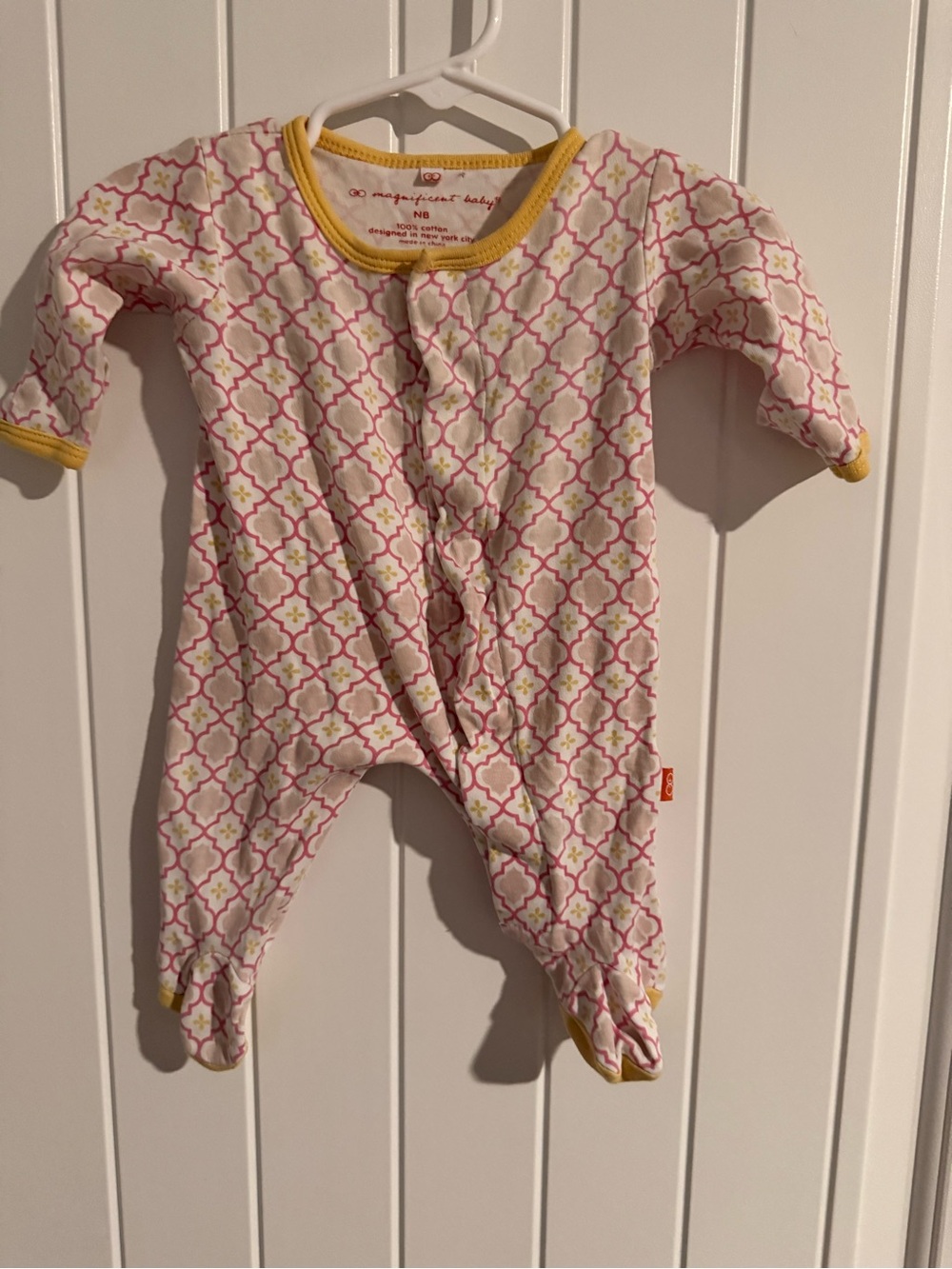 Magnificent Baby Newborn Footie – Pink & Gold Moroccan Print
